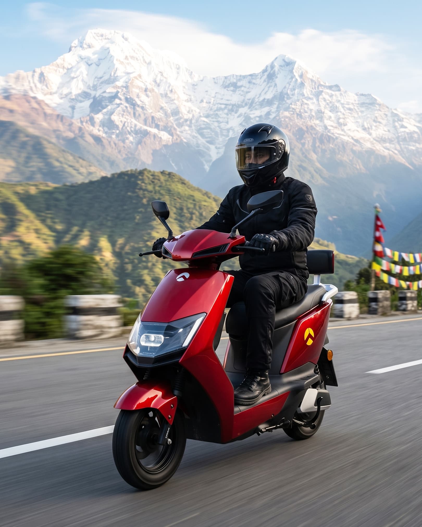 DT-51 MAX electric scooter on a Nepali road